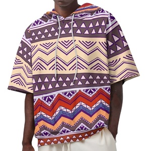 All'ingrosso africano stile tribale in poliestere da <span class=keywords><strong>uomo</strong></span> a <span class=keywords><strong>maniche</strong></span> <span class=keywords><strong>corte</strong></span> <span class=keywords><strong>felpa</strong></span> con cappuccio con Logo personalizzato di alta qualità - Product Image 5