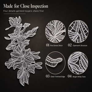 Voile de mariée de luxe européen, dentelle brodée, patch brodé blanc, garniture en dentelle pour robe de mariée, accessoires en dentelle DIY - Product Image 1