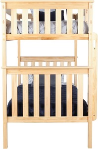 Двухъярусная кровать из массива дерева, современный дизайн, для детской/школьной спальни, 14-дюймовые защитные перила, экологичная, прочная, простая сборка, без пружинного блока - Product Image 5