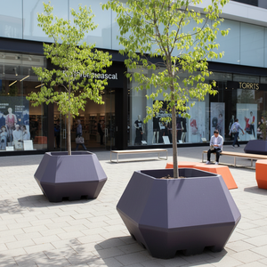 Big Standing Fiberglass Faceted <b>Pot</b> Outdoor <b>Large</b> FRP Diamond Cut Planter Hotel Lobby Modern Luxury Floor Planter - Product Image 1