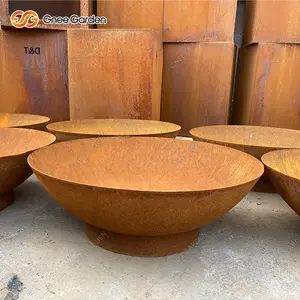 Novo design redondo fogueira corten tigela de fogo diâmetro 600mm madeira queimando braseiro