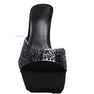 New Summer Slippers Female Transparent Square Head Line High <b>Heels</b> Fashion Large Size Summer Pumps for Women Shoes - Product Image 4