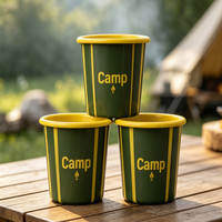 Mug isotherme en émail sans poignée, 310 ml (10 oz), couleur verte, personnalisable avec logo, empilable, pour camping, pique-nique, vin, bière, whisky