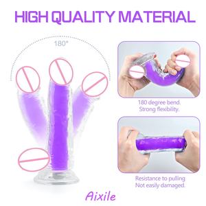 Realistischer Fluoreszierender Dildo Anal-Masturbator Sexspielzeug für Paare Kristall-Gelee-Dildo mit Saugnapf Leuchtender Penis für Frauen - Product Image 4