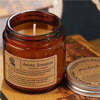 Cilindros de Vidrio de Color Té Retro Hechos a Mano de Lujo, Duraderos y Resistentes al Calor, Frascos para Velas de Aromaterapia con Etiquetas Personalizadas para el Hogar en Días Festivos