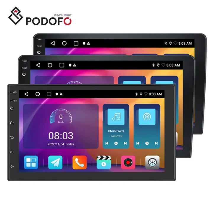 Podofo 7/9/10 pouces Double Din Android autoradio 2.5D 1 + 32G écran tactile autoradio GPS WIFI FM RDS BT EU/US/UK