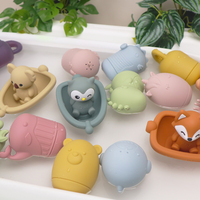 Jouets de bain en silicone pour enfants, bateaux flottants empilables OEM/ODM, animaux pour jeux de rôle