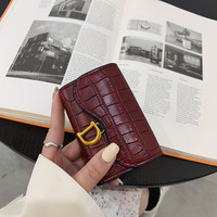 Dompet Kartu Wanita Motif Kulit Buaya PVC Grosir, Dompet Pendek Ultra Tipis Multi-Slot, Logo Custom