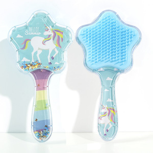 Brosse <span class=keywords><strong>à</strong></span> cheveux étoile <span class=keywords><strong>à</strong></span> cinq branches <span class=keywords><strong>licorne</strong></span> brillant Quicksand coussin d'air peigne Massage antistatique coiffure peigne <span class=keywords><strong>à</strong></span> cheveux pour enfants - Product Image 3