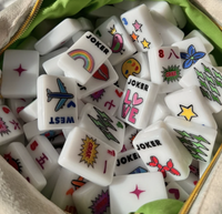 En stock : Ensemble de Mahjong de luxe en acrylique Color Crush, tuiles pliables, portables, durables, monocouche, blanches, pour enfants et familles