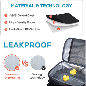 High Quality 16 <b>Cans</b> <b>Cooler</b> Bag Insulated Dual Compartment Lunch Bag With Soft Leakproof Liner Leakproof PEVA Picnic Bag - Product Image 2