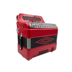 Fisarmonica Professionale SEASOUND JB3412C Rossa, 34 Tasti, 12 Bassi, 3 Registri, Diatonica, Copertura in Celluloide, Portatile, Griglia Nera e Argento - Product Image 4