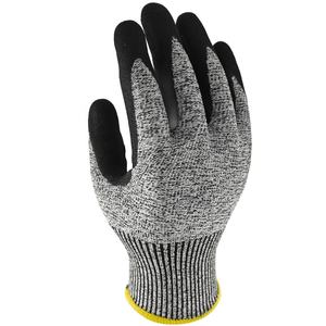 ANSI A6 Agarre antideslizante Resistencia al aceite Guantes resistentes a cortes Guantes de seguridad con revestimiento de Palma de nitrilo de arena negra - Product Image 5