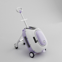 Valise de voyage pour enfant JX Kids Ride, bagage à main, poussette avec roulettes pivotantes pour bébé, en matériau PC