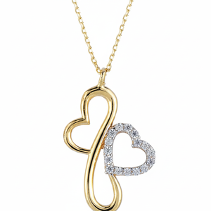 สร้อยคอรูปหัวใจสีทอง14K สายโซ่แห่งรักแฟชั่นสำหรับผู้หญิงทำด้วยมือสไตล์อาร์ตเดคโค - Product Image 2