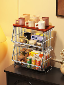 Second-hand Standing Type Double Tier Stainless Steel Multi-function Layered <strong>Storage</strong> Rack for Snack and Cup <strong>Storage</strong> - Product Image 1