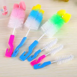 Juego de 2 cepillos para biberones, cepillos para tetinas, juego de limpieza de plástico, limpiador de esponja de 360 grados + cepillo para chupete - Product Image 3