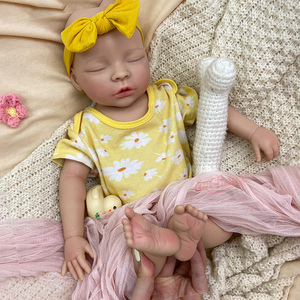 Poupée Bébé <span class=keywords><strong>Reborn</strong></span> Réaliste en Silicone de 20'' pour Fille, Nouveau-né Endormi, Corps Entier Souple, Modèle de Mode, Jouet Cadeau pour Soulager l'Isolation - Product Image 1