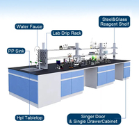 Table de laboratoire scolaire en gros d'usine, mobilier de laboratoire, banc de travail de laboratoire avec étagères à réactifs