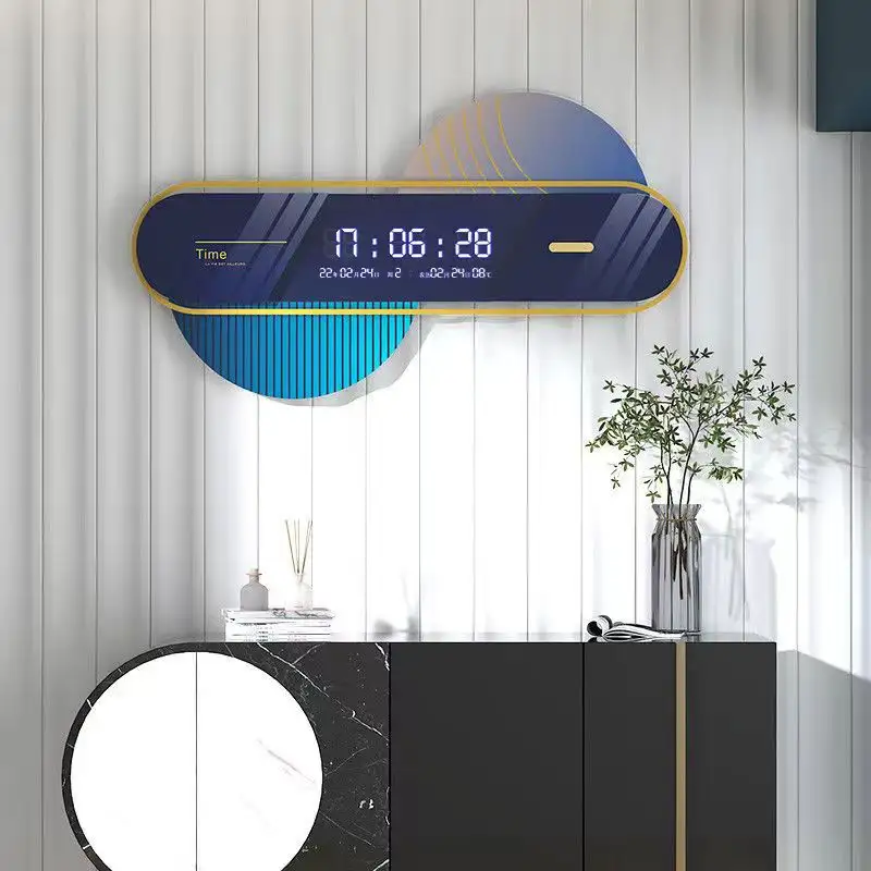 Relógio digital de parede para quarto, relógio elegante de design interno com grande led