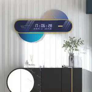 63X35CM S LCD Stilvolles Design Möbel Digitale <span class=keywords><strong>Wanduhr</strong></span> Große LED Heimdekoration Hängende Uhr Direktvertrieb DDP - Product Image 1