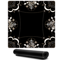 Tapis de Mahjong Américain de Luxe Style Floral, Taille Standard US, Surface Imperméable et Silencieuse, Thème Rose et Bleu pour Soirées Jeux