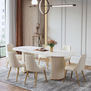 Mesa de Comedor Ovalada de Estilo Nórdico Moderno a Precio de Fábrica, Estilo Crema Simple con Silla de Comedor para Muebles de Comedor de Villa - Product Image 5