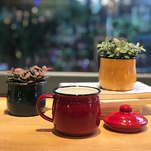 Nouveauté OEM vente en gros, bricolage OEM, logo personnalisé, tasses à café en acier émaillé personnalisées avec ventre de tambour en vrac - Product Image 4