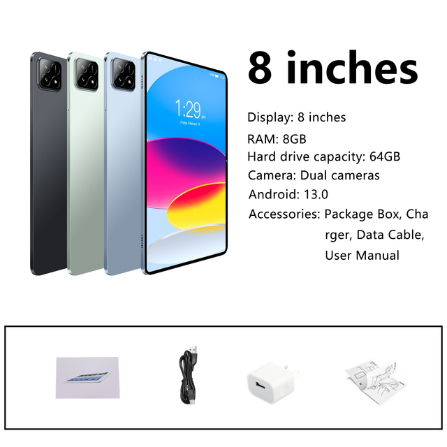Custom 8-inch Android Tablet | Restaurant POS & Multi-Function Device for Office, Entertainment & Learning