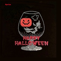 Motif en strass pour costume d'Halloween, transfert thermocollant, décalcomanie en cristal brillant, transfert thermique en strass, vente en gros