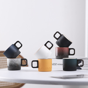 <span class=keywords><strong>Tazza</strong></span> da Espresso in Gres da 70ml con Manico a <span class=keywords><strong>D</strong></span>, <span class=keywords><strong>Tazza</strong></span> da Degustazione in Ceramica Blu Nero Sfumato Opaco con Base Scanalata - Product Image 1