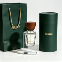 Flacon de parfum transparent vide de haute qualité personnalisé 50 ml avec boîte, flacon en verre de luxe 30 ml 100 ml pour vaporisateur de parfum avec bouchon en bois
