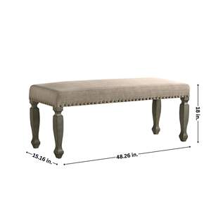DB Breda Banc à tête de clou gris antique Banc de patio rembourré élégant - Product Image 6
