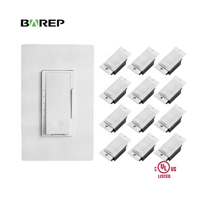 Barep ETL Listed US Single Fire Double Control Reset PC Wall Power Electric Dimmer Light Switches for LED Lights