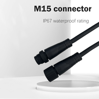 AOMEI Custom M15 Industrial Aviation LED Copper Contact 2-5 Pin IP67 Waterproof 6A Male Female PVC Cable Lighting Fixtures 250V