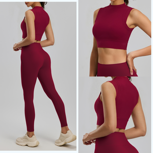 Petit débardeur de sport respirant à col montant, haute élasticité, antichoc, maintien élevé, pour le yoga et l'entraînement - Product Image 4