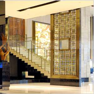 EX254 Modern Design Stainless Steel <b>Screen</b> Partition Fixed Room Divider for <b>Wall</b> Decor Salon Panel Gold Room Divider - Product Image 1