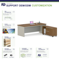 Bureau de direction moderne pliable et durable pour une personne, avec plateau en MDF et structure métallique, facile à assembler – Vente en gros usine