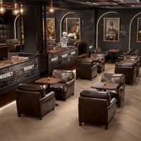 Canapé de bar commercial en cuir vintage, mobilier de restaurant à thème américain, whisky, musique, salle à manger, café, table de restaurant, ensemble de restaurant, Guangdong
