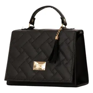 Bolso Bandolera Negro Fana Preciosa Nala, Cuero PU Acolchado, Cierre de Cremallera, Estilo Vintage, Uso Diario - Product Image 3