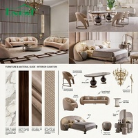 Mesa de Comedor Moderna Italiana de Lujo con Cubierta de Mármol y Base de Pedestal Acanalado, Juego de Muebles con 8 Sillas para Proyectos de Villas de Alta Gama