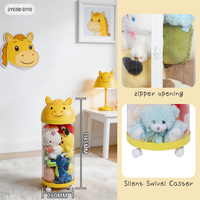 Tube de rangement pliable transparent jaune amusant en forme de tête de cheval, grande capacité, avec roulettes, pour jouets, chambre et salon, vente en gros