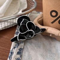 Nouvel accessoire capillaire délicat en tissu multicouche motif fleur de camélia noir et blanc, avec pétales floraux, pour demi-queue de cheval ou queue de cheval, style requin