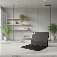 Keyboard Touchpad Nirkabel 2.4Ghz LED Backlit Ukuran Penuh Terlaris untuk iPad Pro 12.9-Inci iPad Air 13-Inci Colokan USB-C