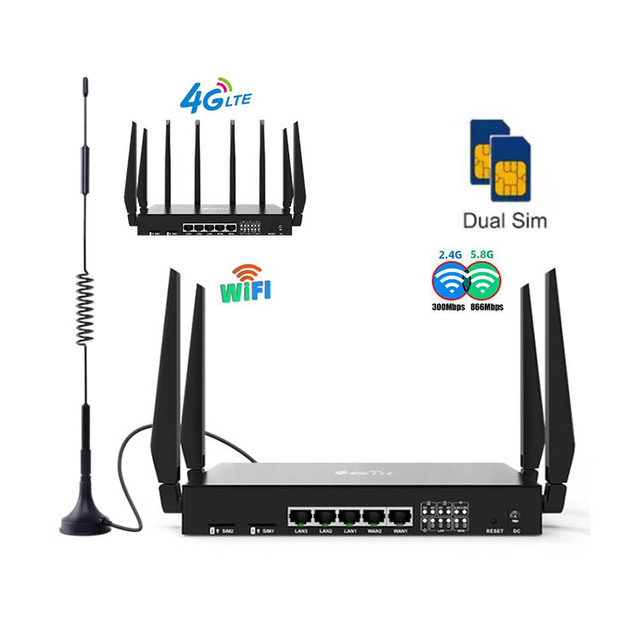 TUOSHI SMA 8 Antenna Wireless CPE Multi Sim Card Dual Band WIFI 1266Mbps WAN LAN Ethernet 1Gbp CA Industrial Router 4g Lte Modem