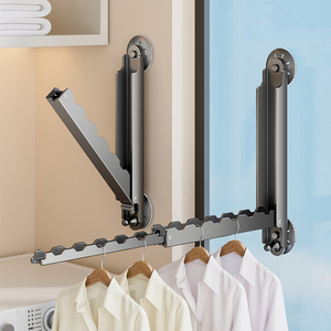 SANIPRO ventosa pequeña percha de secado interior baño balcón sin punzón colgante de pared telescópico plegable estante de almacenamiento de ropa - Product Image 3