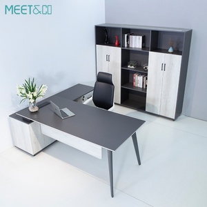 Modern Convertible MFC Wood Panel Executive Office <b>Table</b> for Boss for Home Office or Workshop Use - Product Image 5