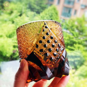 Edo Kiriko Mini verre à <span class=keywords><strong>whisky</strong></span> <span class=keywords><strong>japonais</strong></span> sculpté à la main Shot Black Samurai Crystal Cut Mini <span class=keywords><strong>Whisky</strong></span> - Product Image 1