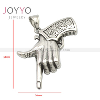 Pendentif en forme de main en acier inoxydable plaqué argent antique pour enfants, bijoux punk, hip-hop, motard, charme de doigt pour hommes