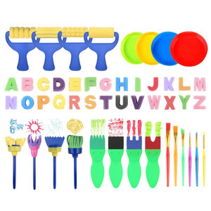 Juego de 48 brochas de aprendizaje temprano para niños, brochas de esponja de espuma, herramientas de dibujo para niños, rodillo de flores, sello, herramienta de arte para manualidades Diy - Product Image 1